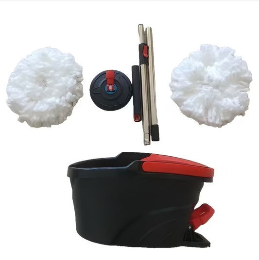 Set Mop Rotativ Profesional 360° – Găleată cu Pedală și 2 Rezerve Incluse.