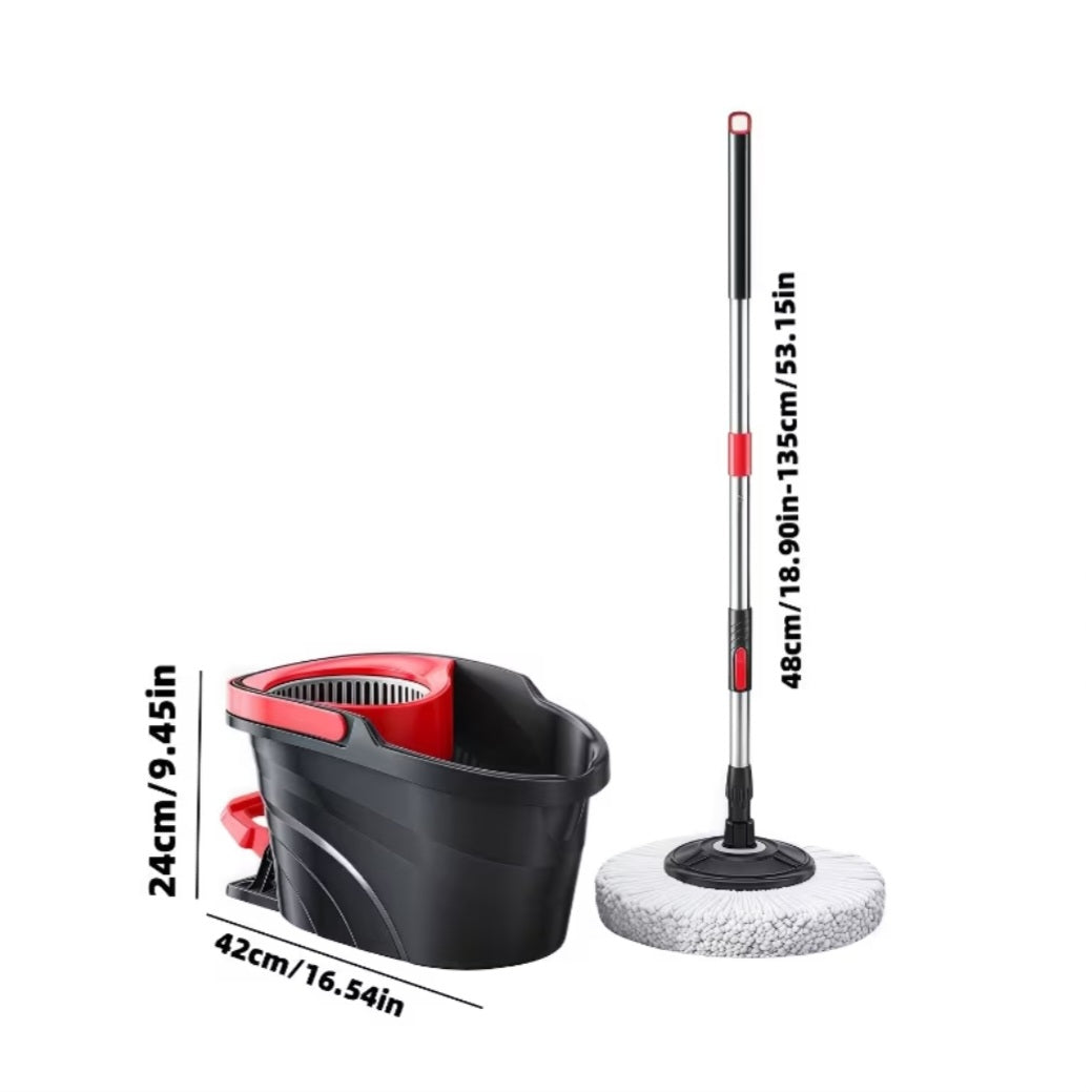 Set Mop Rotativ Profesional 360° – Găleată cu Pedală și 2 Rezerve Incluse.